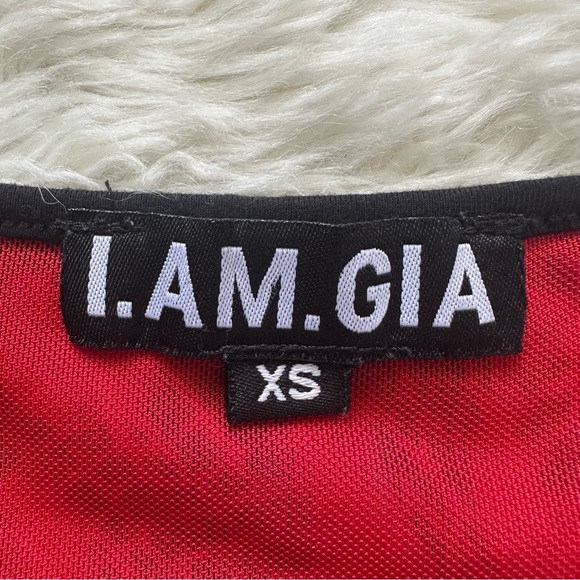 I.AM.GIA Crop Top Medusa Top Mesh Long Sleeve Snakeprint Red Black Sz XS - Picture 8 of 12